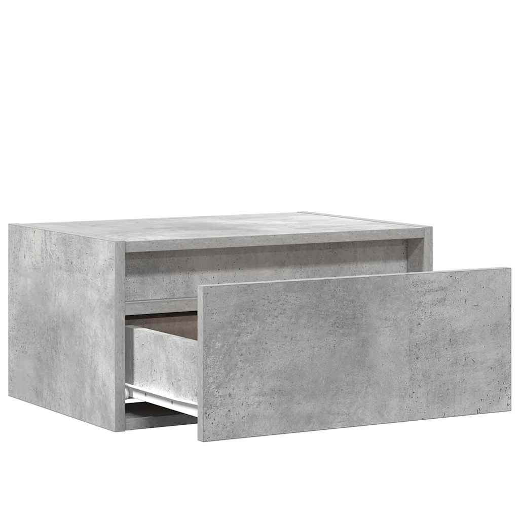 Table de chevet murale avec lumières LED gris béton - XIOS