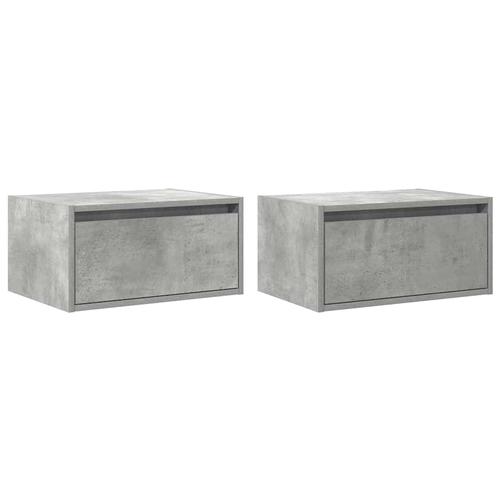 Tables de chevet murales avec lumières LED 2 pcs gris béton - XIOS
