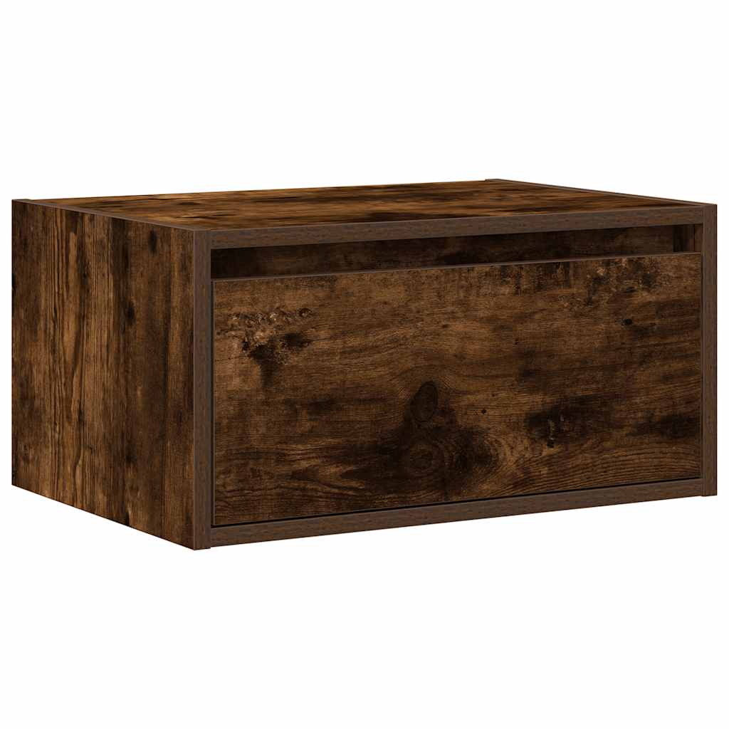 Table de chevet murale avec lumières LED chêne fumé - XIOS
