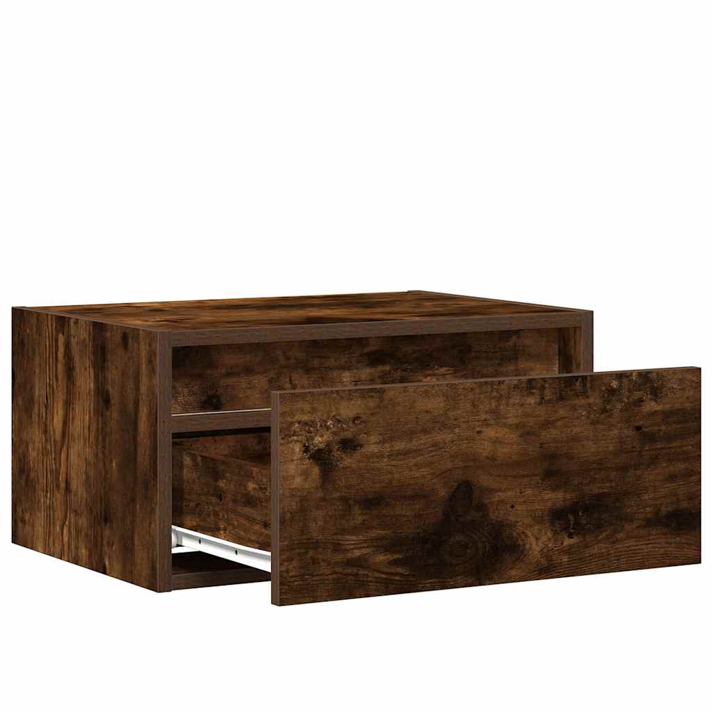 Table de chevet murale avec lumières LED chêne fumé - XIOS