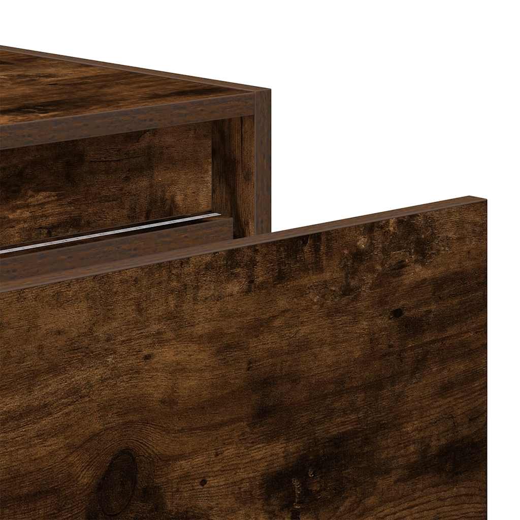 Tables de chevet murales avec lumières LED 2 pcs chêne fumé - XIOS