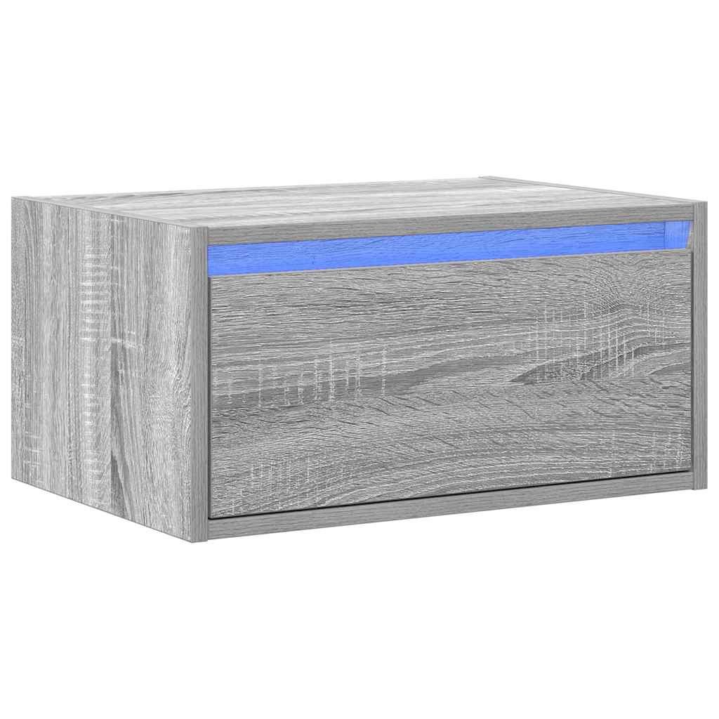 Table de chevet murale avec lumières LED sonoma gris - XIOS