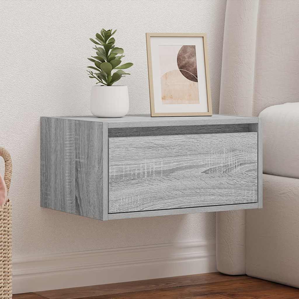 Table de chevet murale avec lumières LED sonoma gris - XIOS