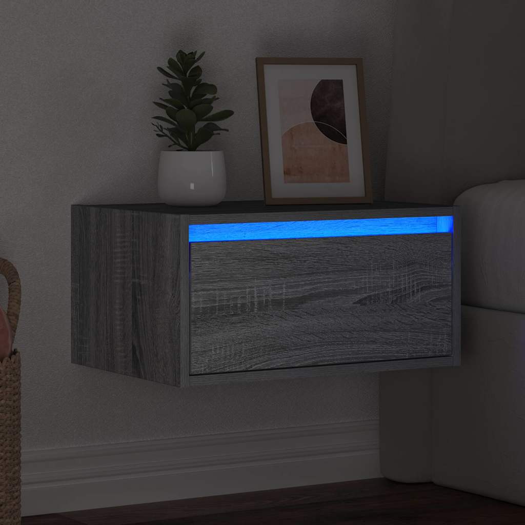 Table de chevet murale avec lumières LED sonoma gris - XIOS