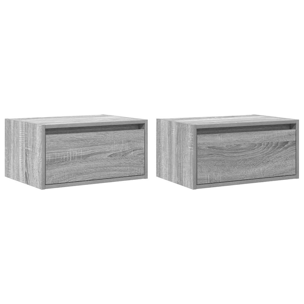 Tables de chevet murales avec lumières LED 2 pcs sonoma gris - XIOS