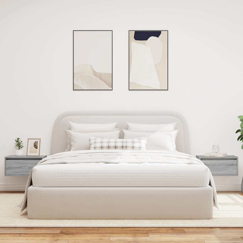Tables de chevet murales avec lumières LED 2 pcs sonoma gris - XIOS