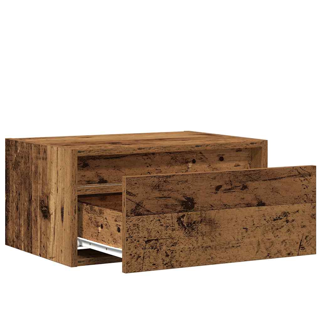 Table de chevet murale avec lumières LED vieux bois - XIOS