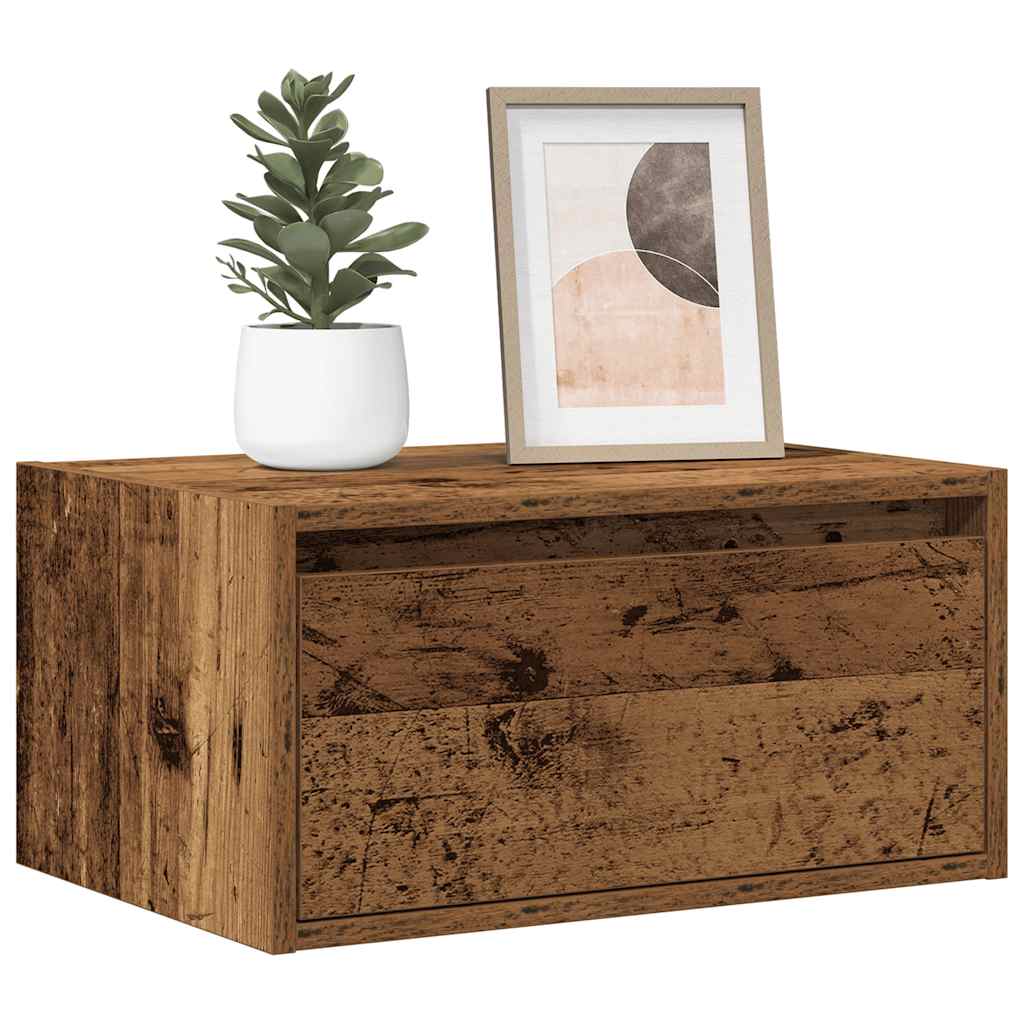 Table de chevet murale avec lumières LED vieux bois - XIOS