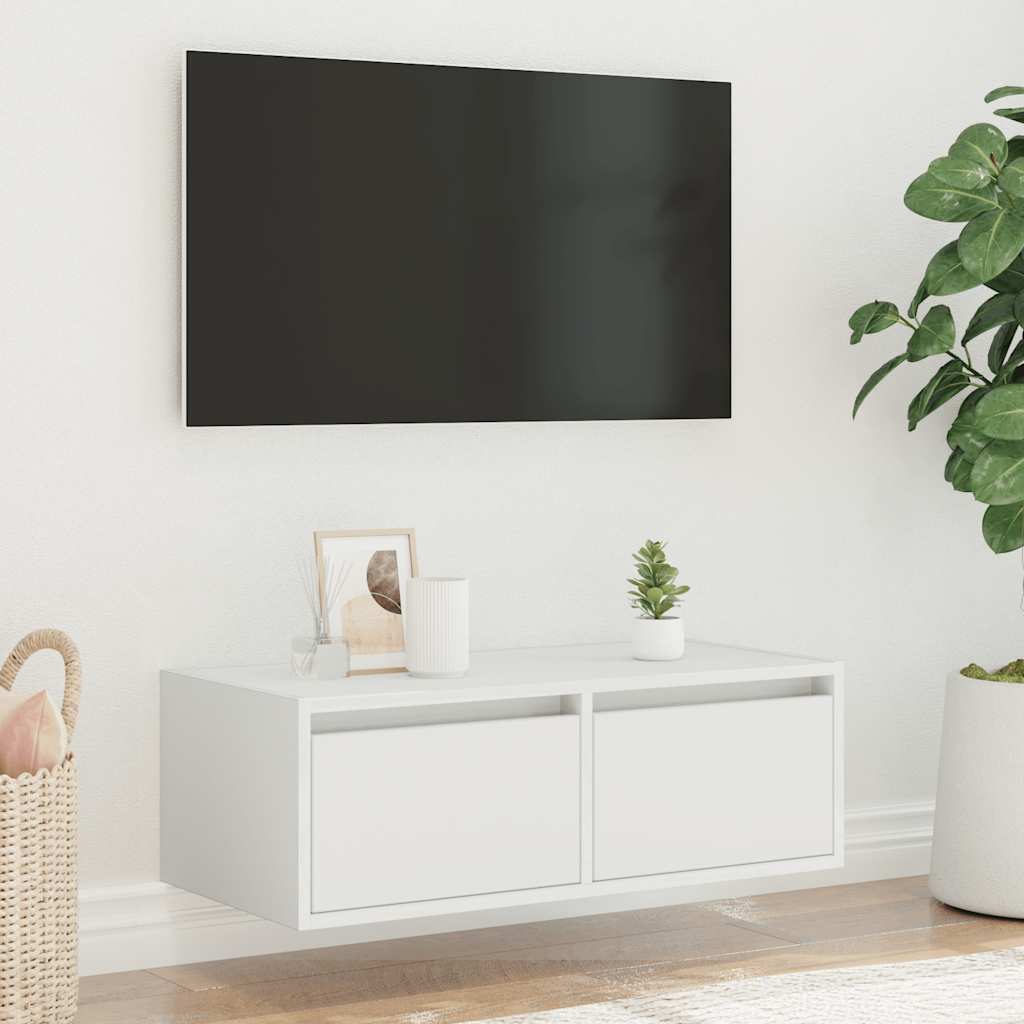 Meuble TV avec lumières LED blanc 75x35,5x25 cm - XIOS