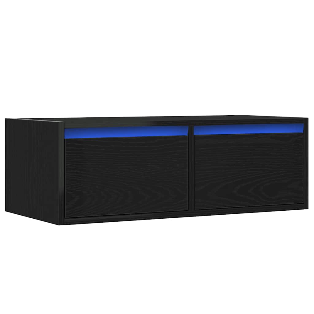 Meuble TV avec lumières LED chêne noir 75x35,5x25 cm - XIOS