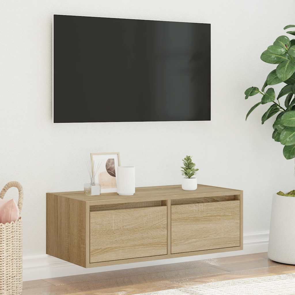 Meuble TV avec lumières LED chêne sonoma 75x35,5x25 cm - XIOS