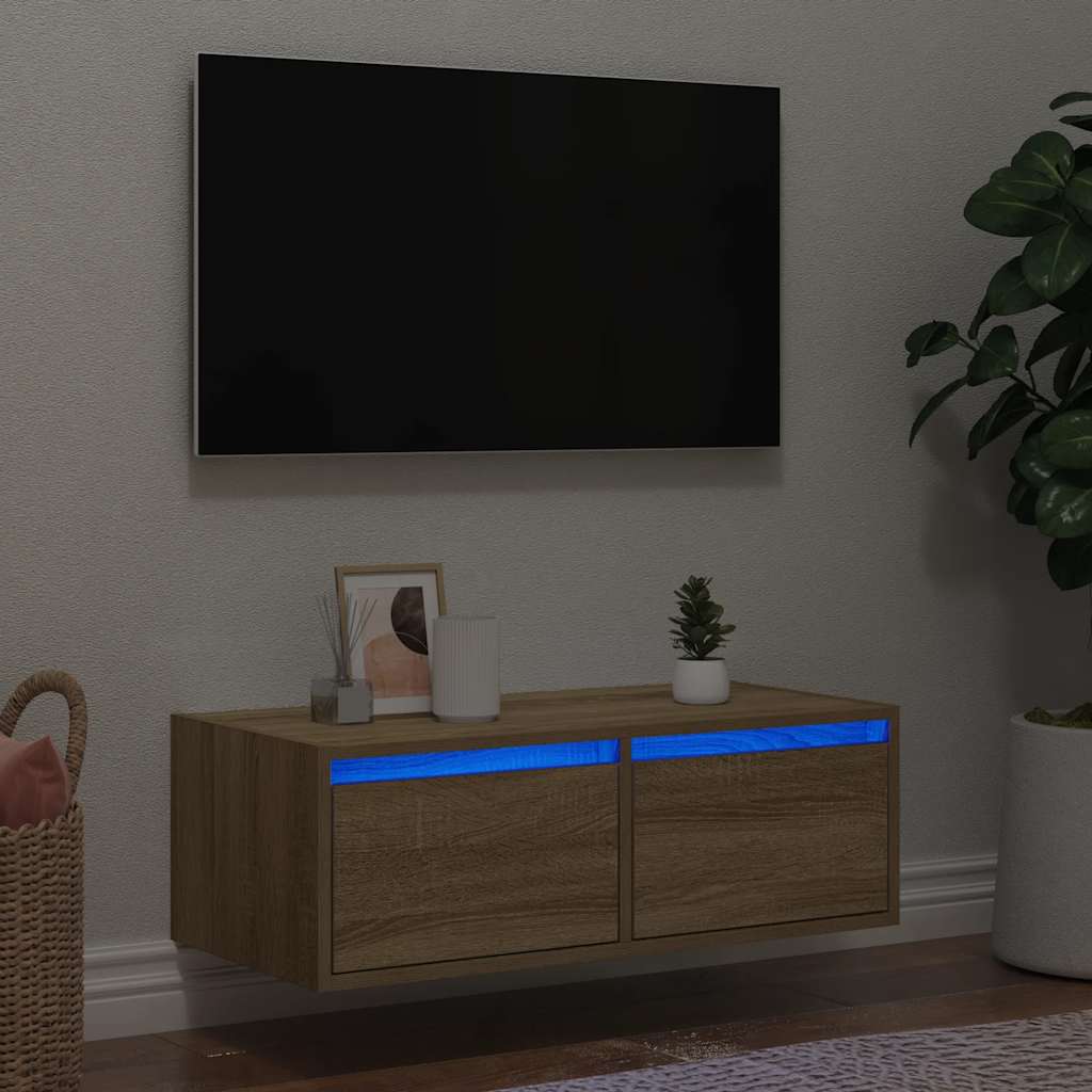 Meuble TV avec lumières LED chêne sonoma 75x35,5x25 cm - XIOS