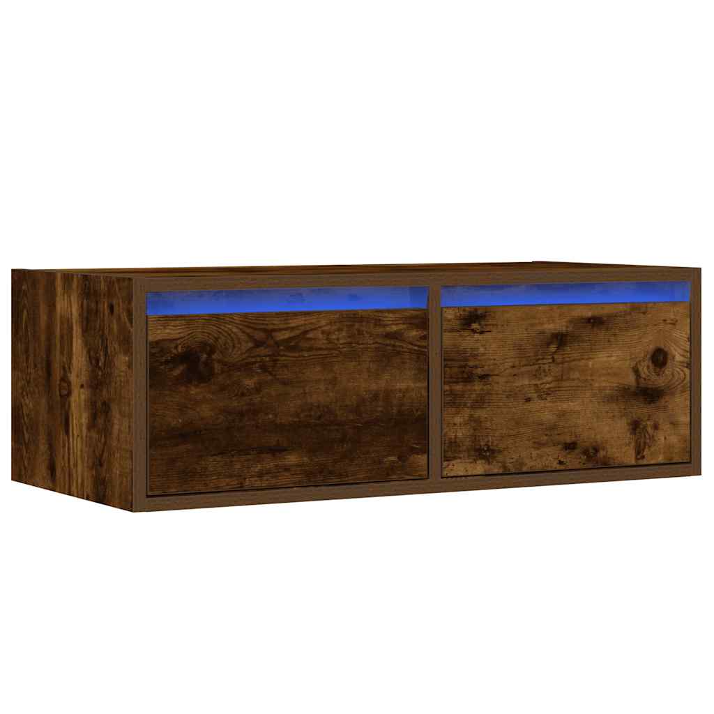 Meuble TV avec lumières LED chêne fumé 75x35,5x25 cm - XIOS