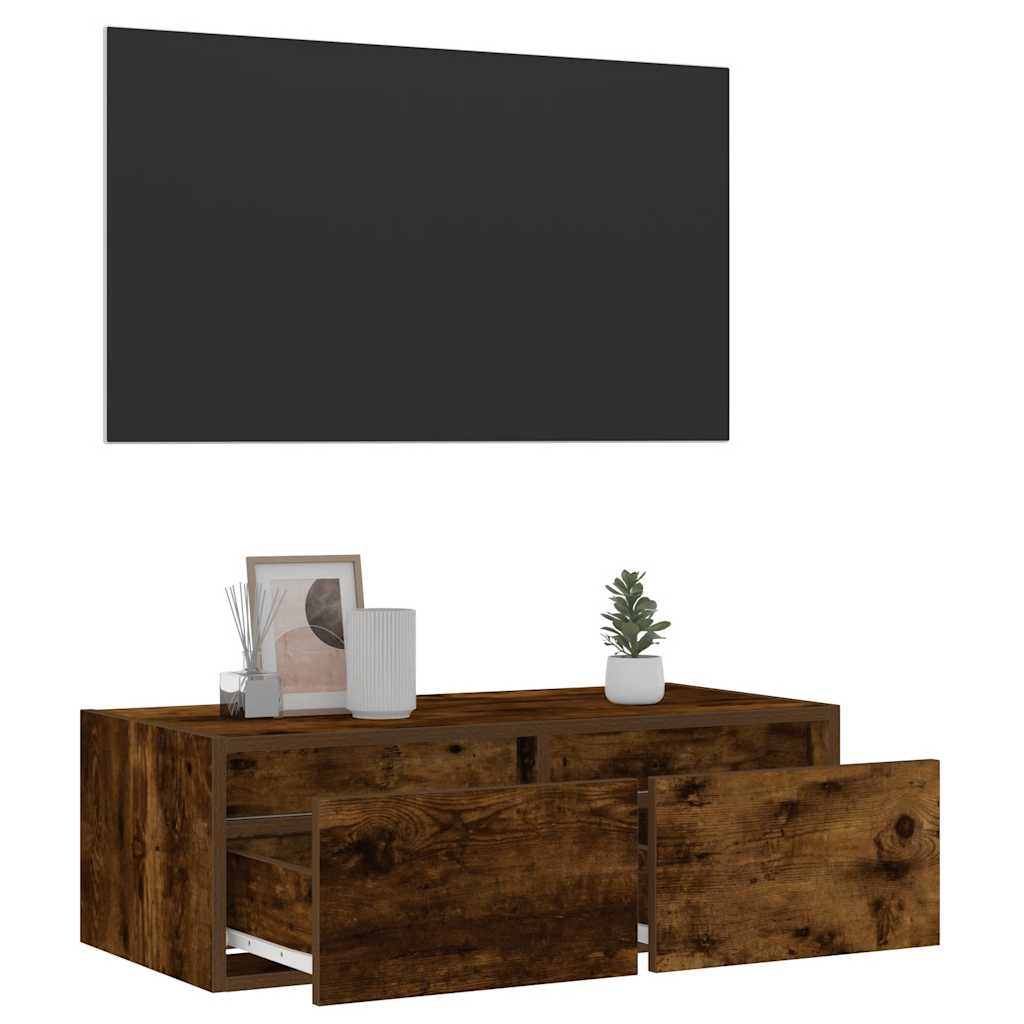 Meuble TV avec lumières LED chêne fumé 75x35,5x25 cm - XIOS