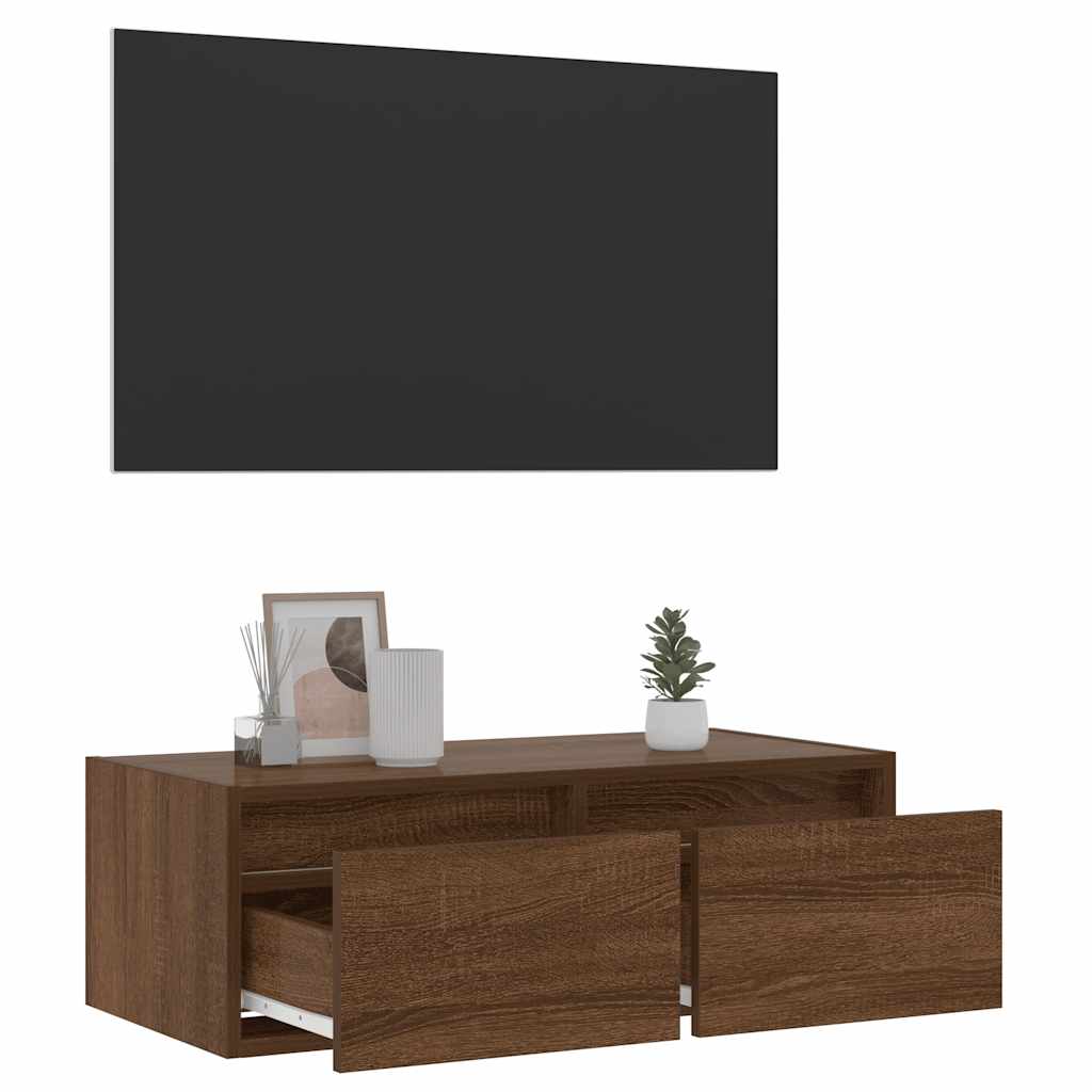 Meuble TV avec lumières LED chêne marron 75x35,5x25 cm - XIOS