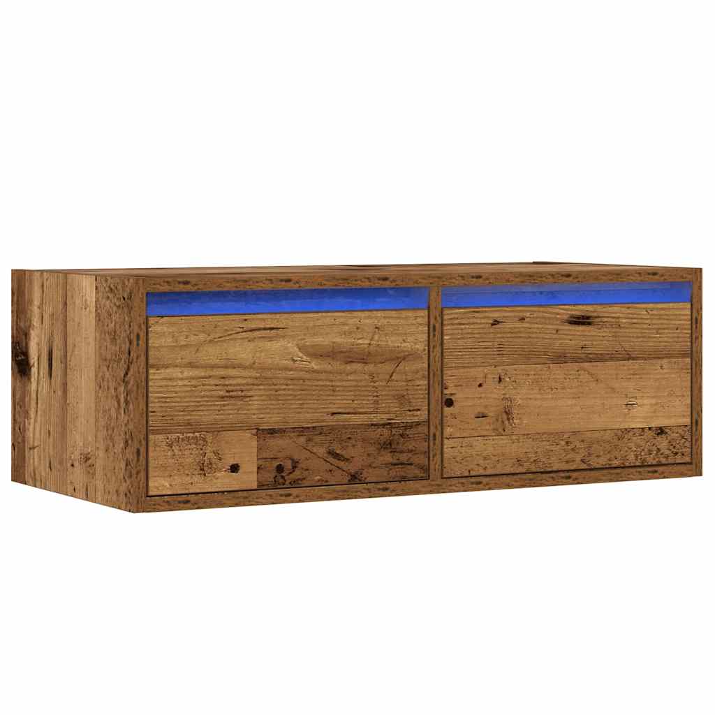 Meuble TV avec lumières LED vieux bois 75x35,5x25 cm - XIOS