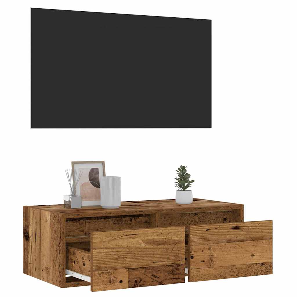 Meuble TV avec lumières LED vieux bois 75x35,5x25 cm - XIOS