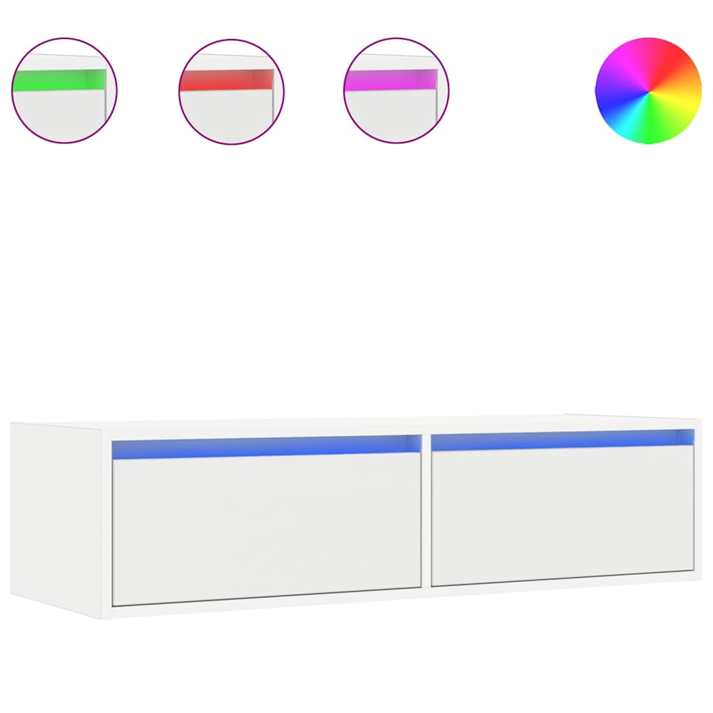Meuble TV avec lumières LED blanc 100X35,5x25 cm Meubles TV vidaXL