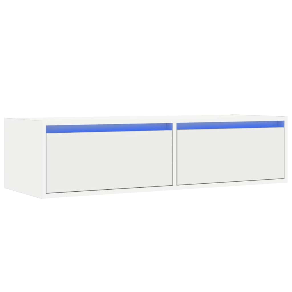 Meuble TV avec lumières LED blanc 100X35,5x25 cm Meubles TV vidaXL