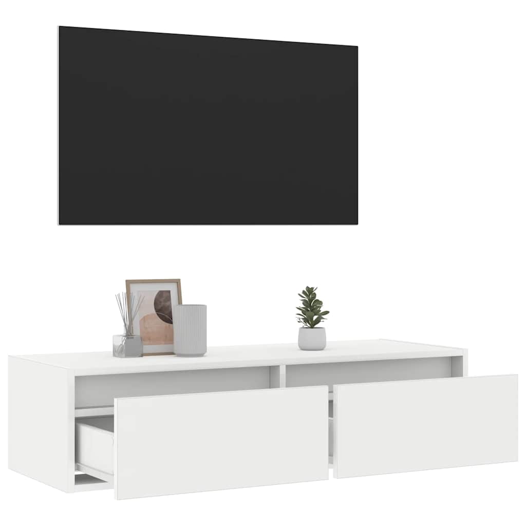 Meuble TV avec lumières LED blanc 100X35,5x25 cm Meubles TV vidaXL