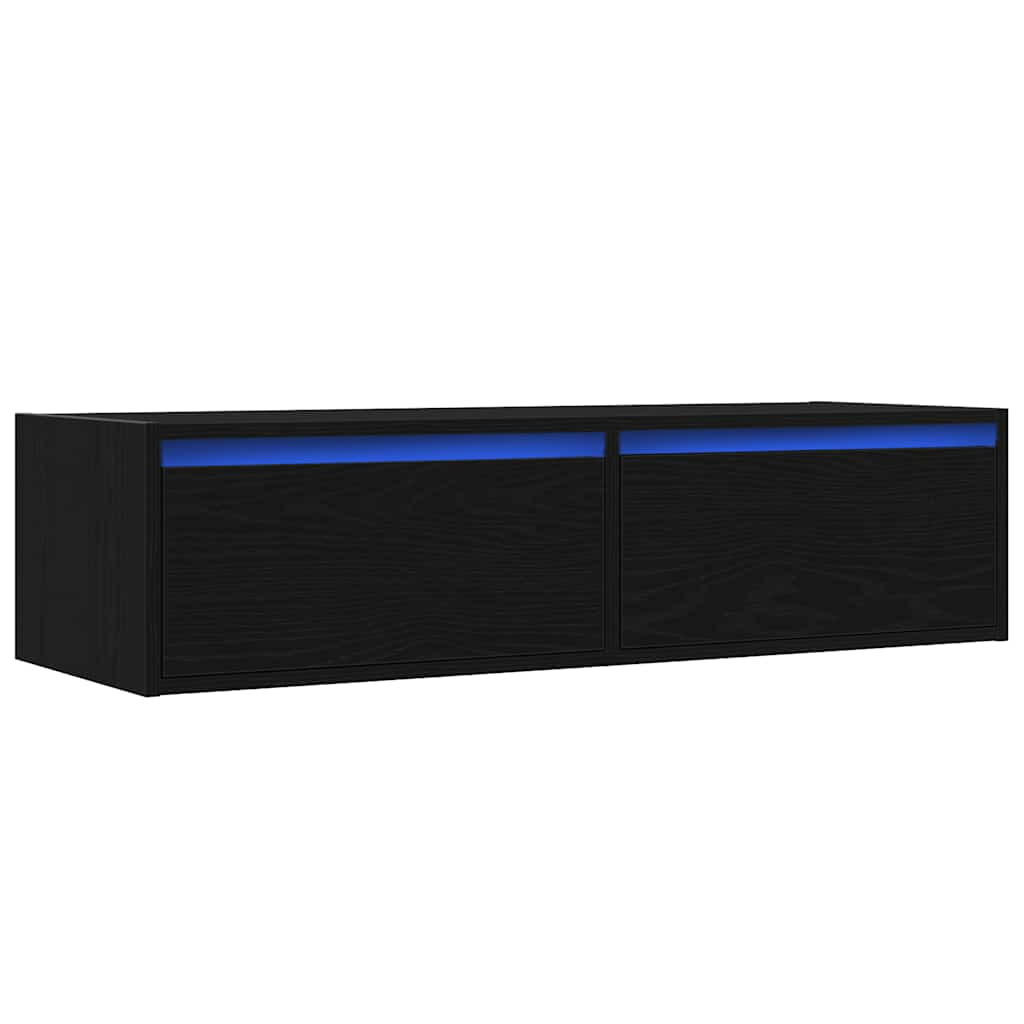 Meuble TV avec lumières LED chêne noir 100X35,5x25 cm - XIOS