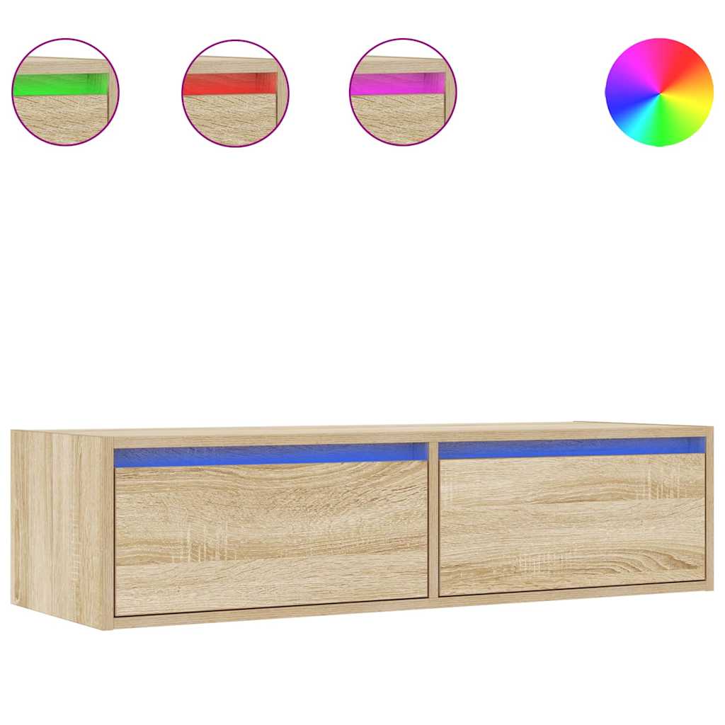 Meuble TV avec lumières LED chêne sonoma 100X35,5x25 cm - XIOS