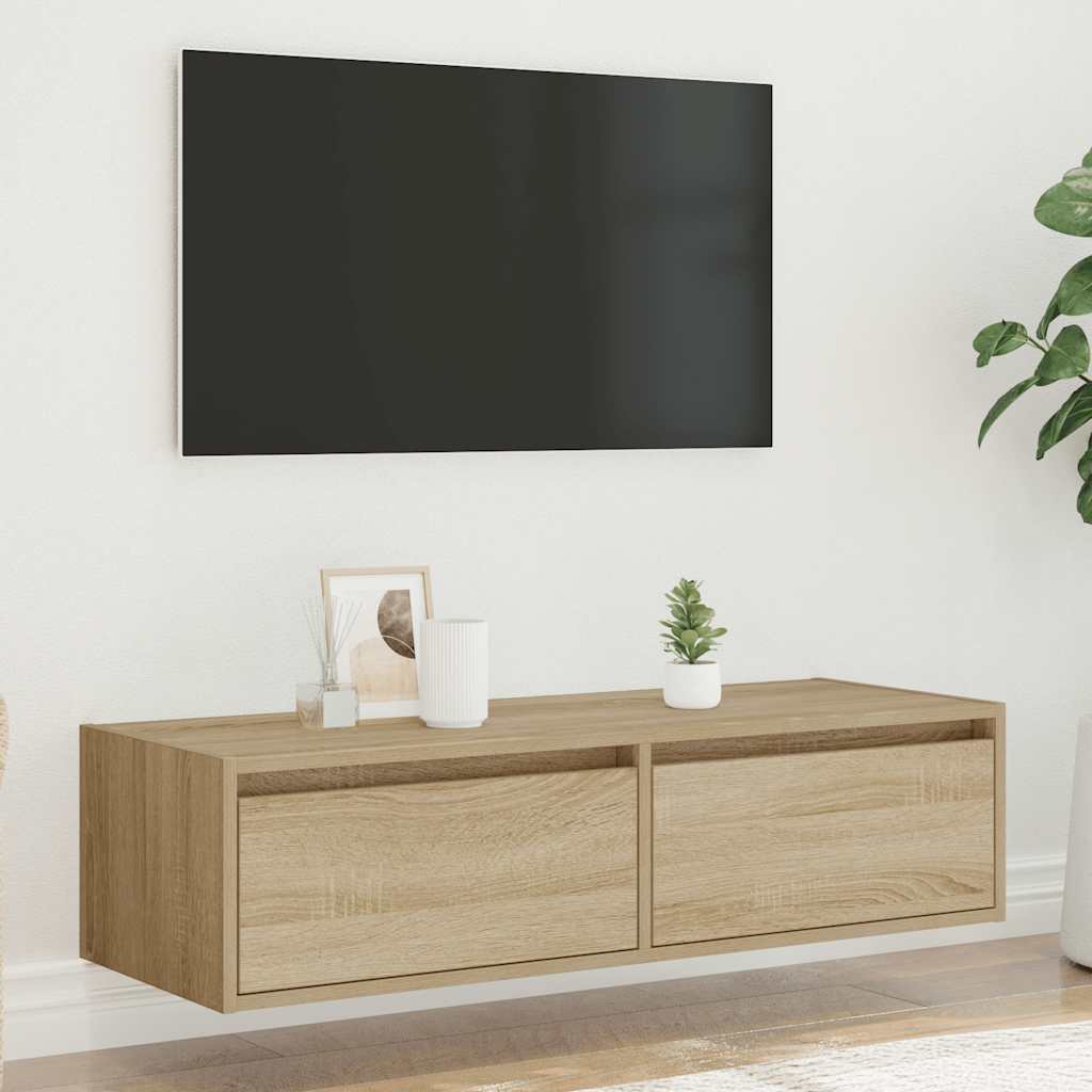 Meuble TV avec lumières LED chêne sonoma 100X35,5x25 cm - XIOS