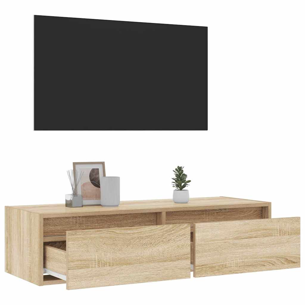 Meuble TV avec lumières LED chêne sonoma 100X35,5x25 cm - XIOS