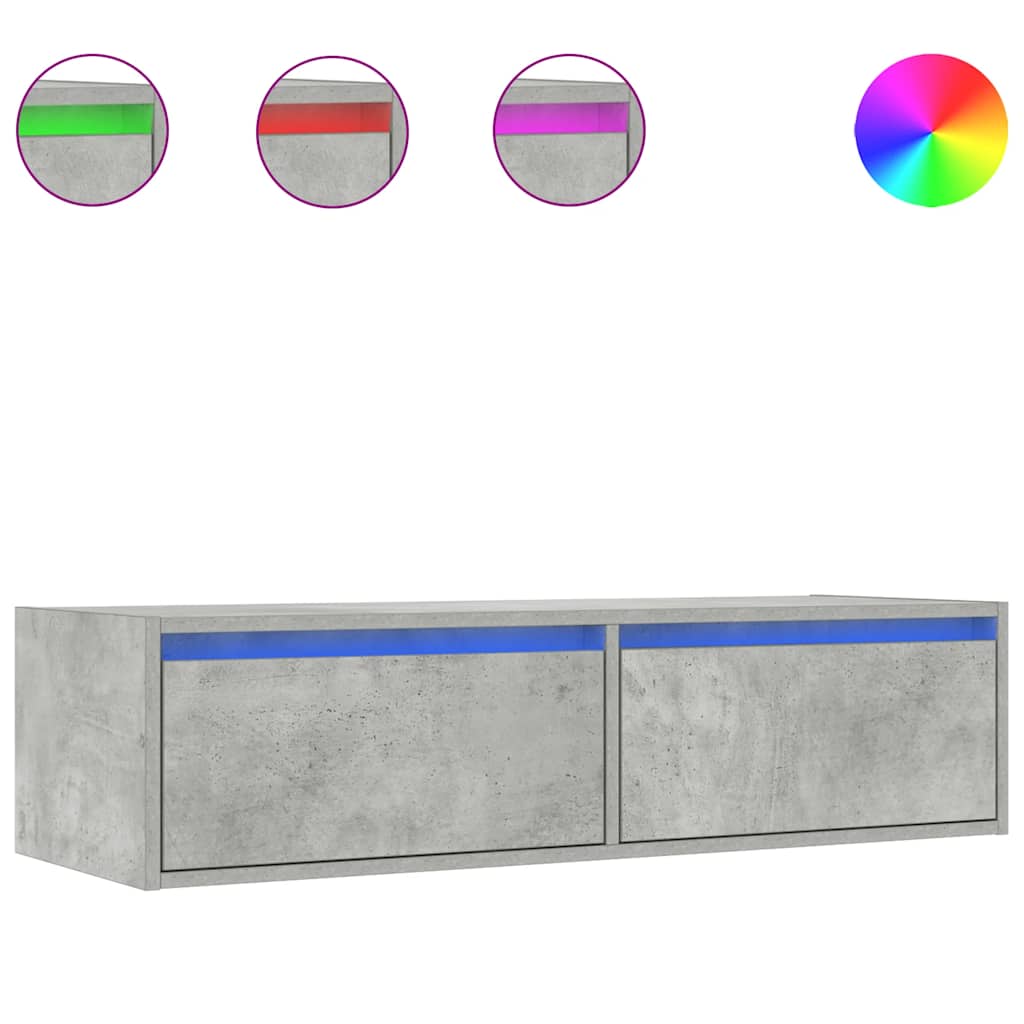 Meuble TV avec lumières LED gris béton 100X35,5x25 cm - XIOS