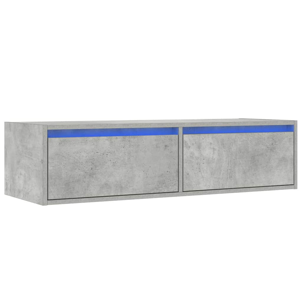 Meuble TV avec lumières LED gris béton 100X35,5x25 cm - XIOS
