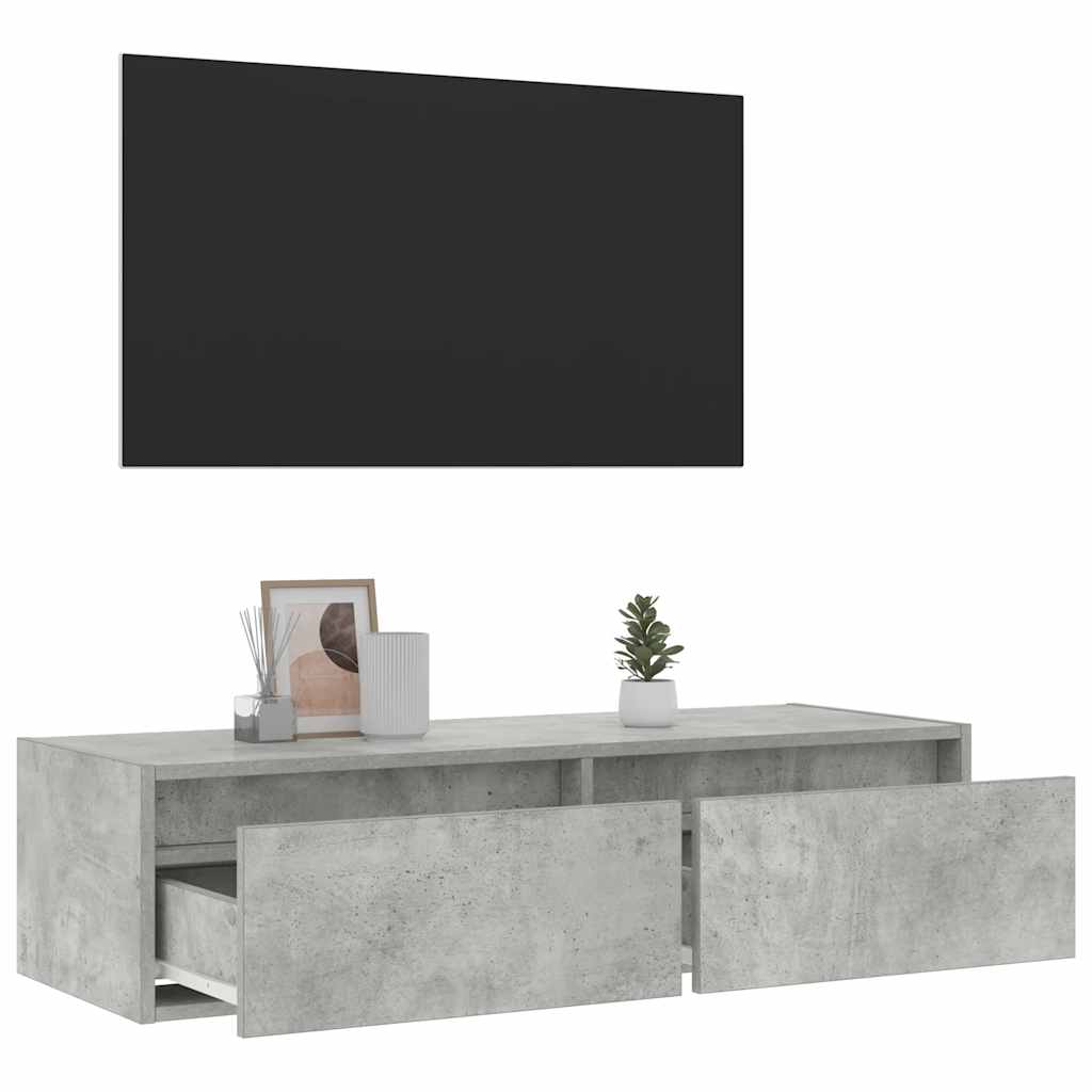 Meuble TV avec lumières LED gris béton 100X35,5x25 cm - XIOS