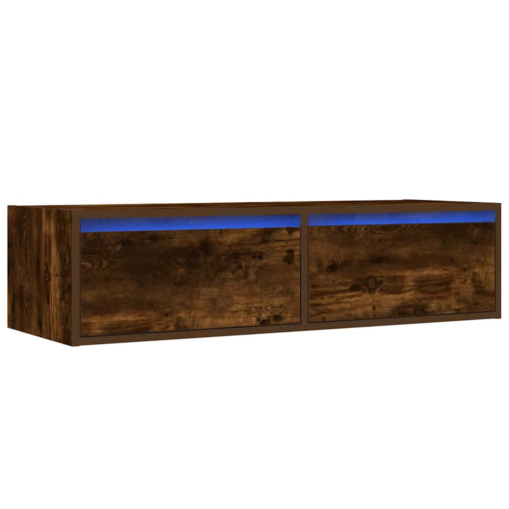 Meuble TV avec lumières LED chêne fumé 100X35,5x25 cm - XIOS