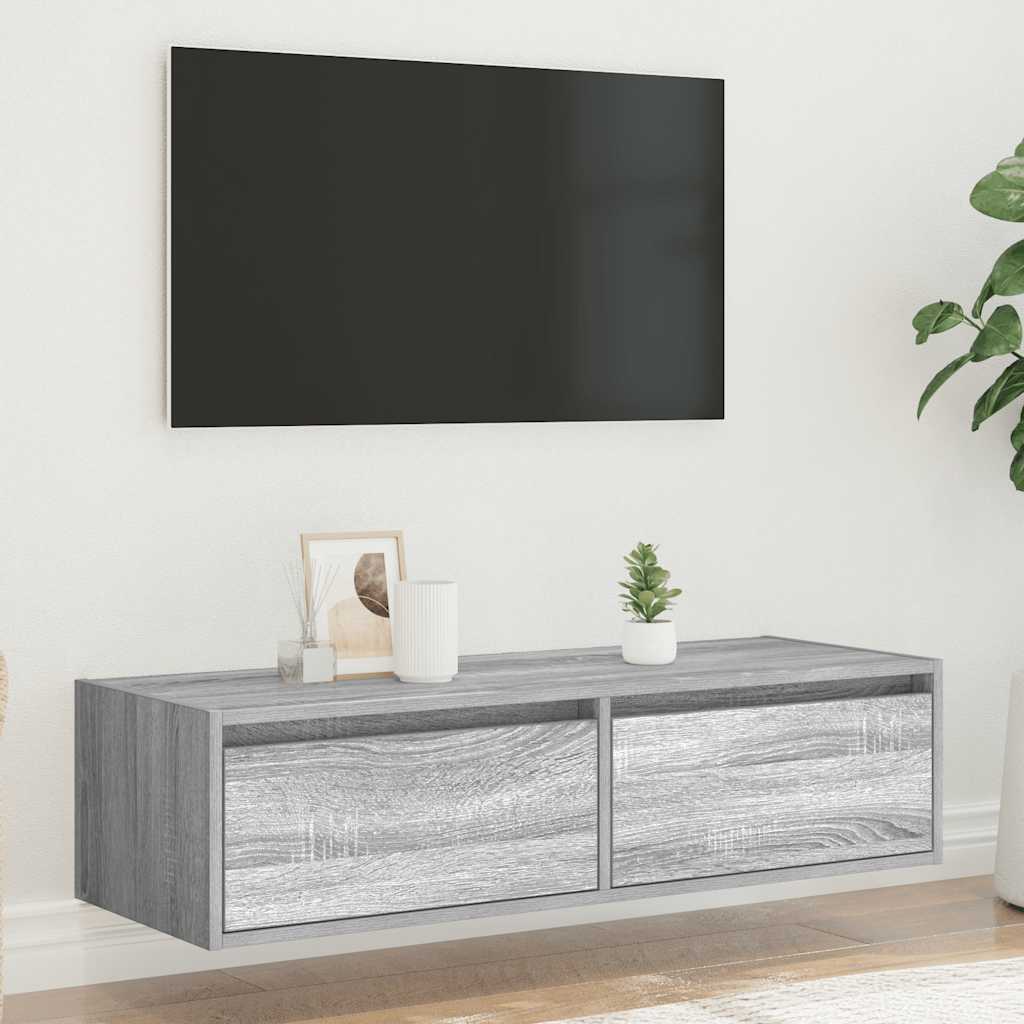 Meuble TV avec lumières LED sonoma gris 100X35,5x25 cm - XIOS