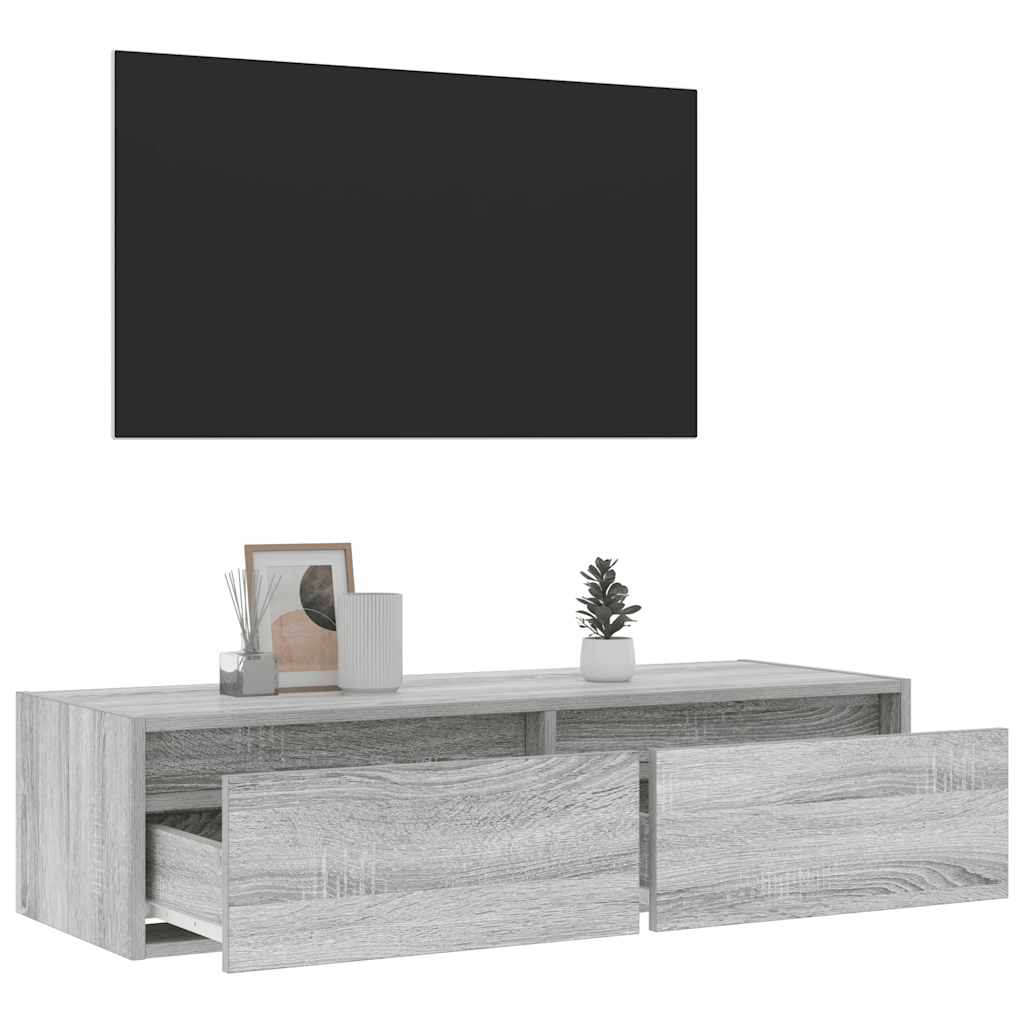 Meuble TV avec lumières LED sonoma gris 100X35,5x25 cm - XIOS