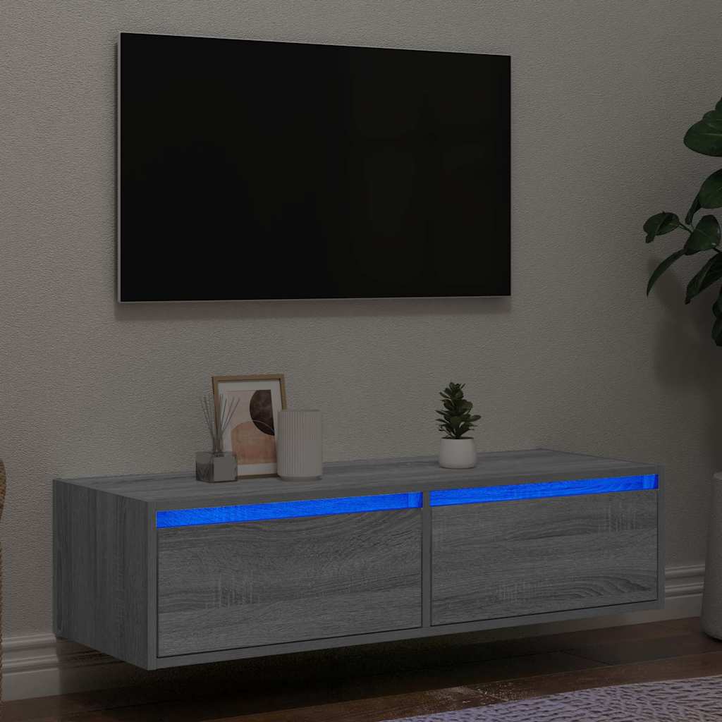 Meuble TV avec lumières LED sonoma gris 100X35,5x25 cm - XIOS