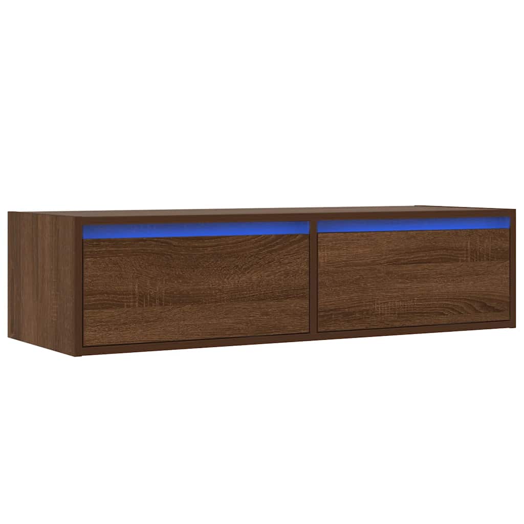 Meuble TV avec lumières LED chêne marron 100X35,5x25 cm Meubles TV vidaXL