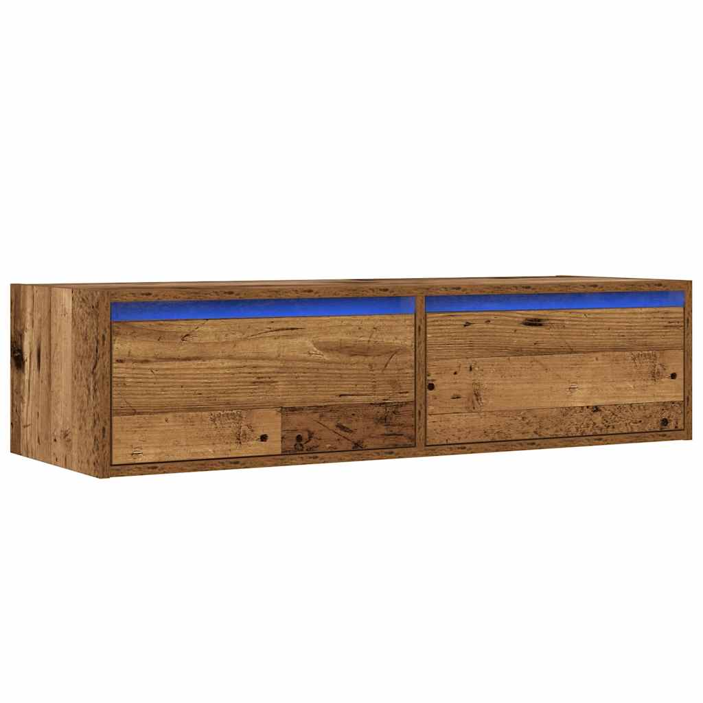 Meuble TV avec lumières LED vieux bois 100X35,5x25 cm - XIOS