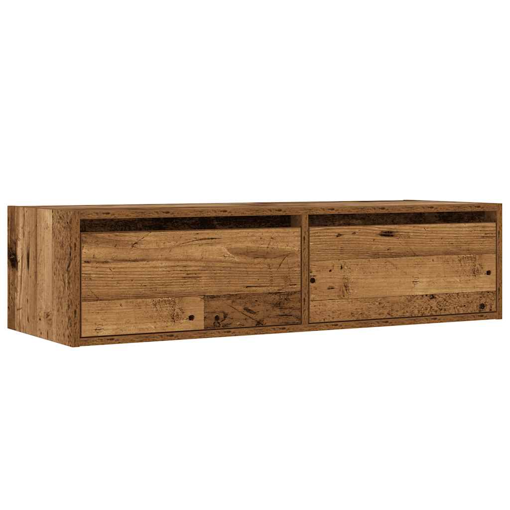 Meuble TV avec lumières LED vieux bois 100X35,5x25 cm - XIOS
