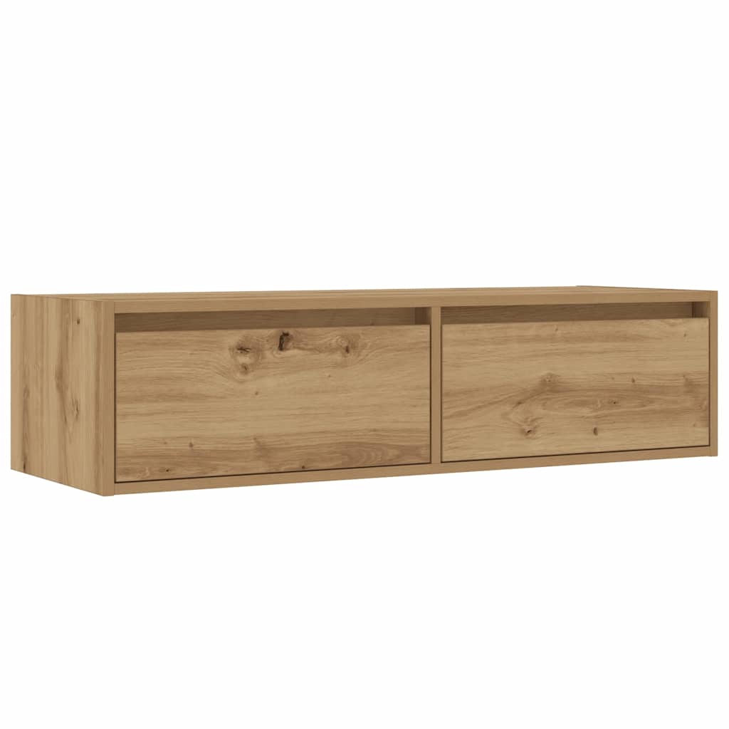 Meuble TV avec lumières LED chêne artisanal 100X35,5x25 cm - XIOS