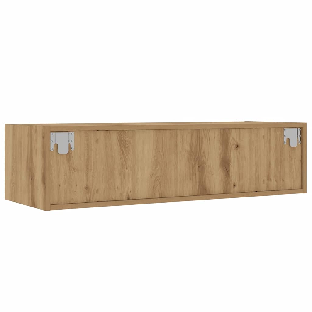 Meuble TV avec lumières LED chêne artisanal 100X35,5x25 cm - XIOS