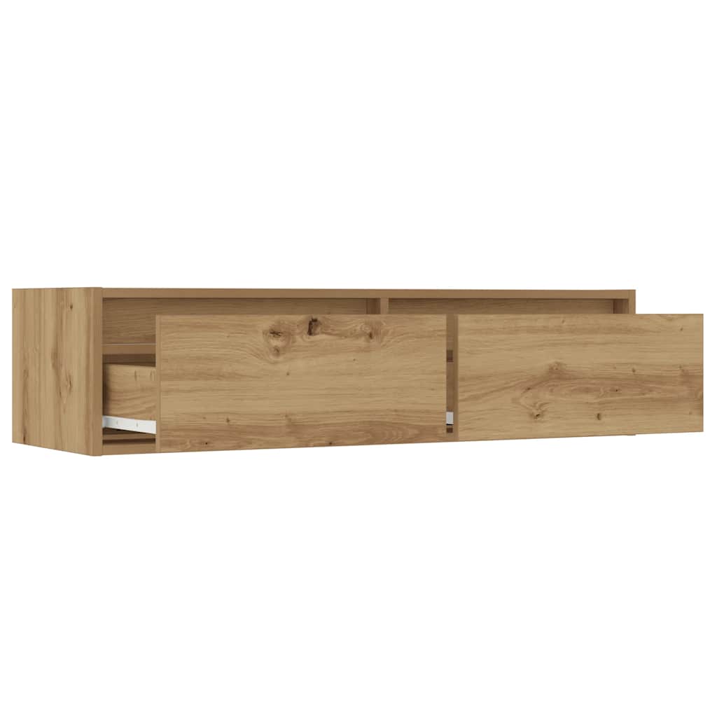 Meuble TV avec lumières LED chêne artisanal 100X35,5x25 cm - XIOS