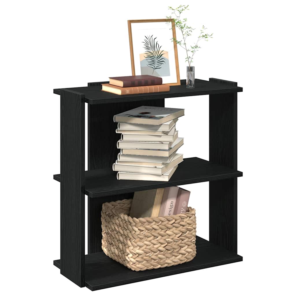 Bibliothèque à 3 niveaux noir 60x30x60 cm bois d'ingénierie - XIOS