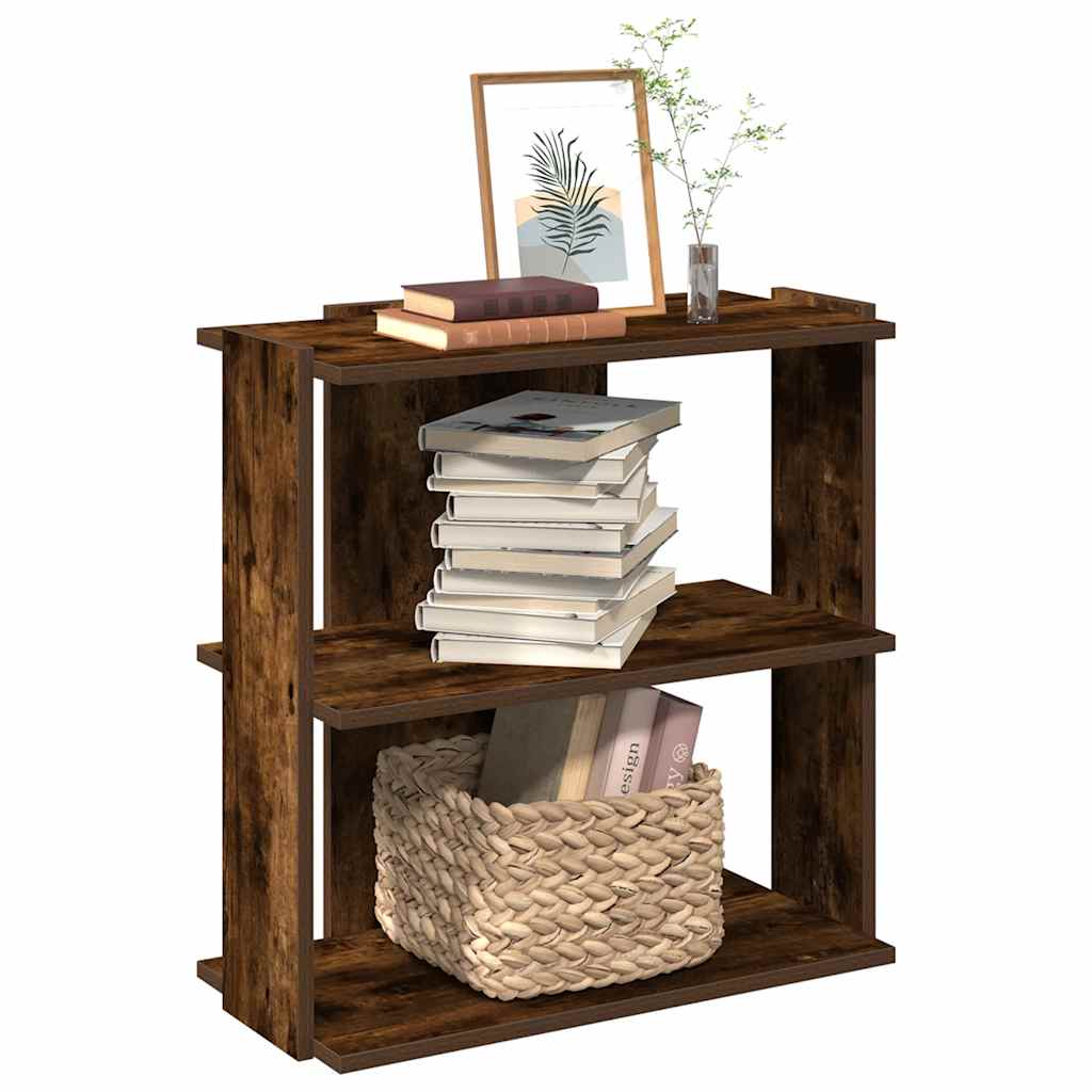 Bibliothèque 3 niveaux chêne fumé 60x30x60 cm bois d'ingénierie - XIOS
