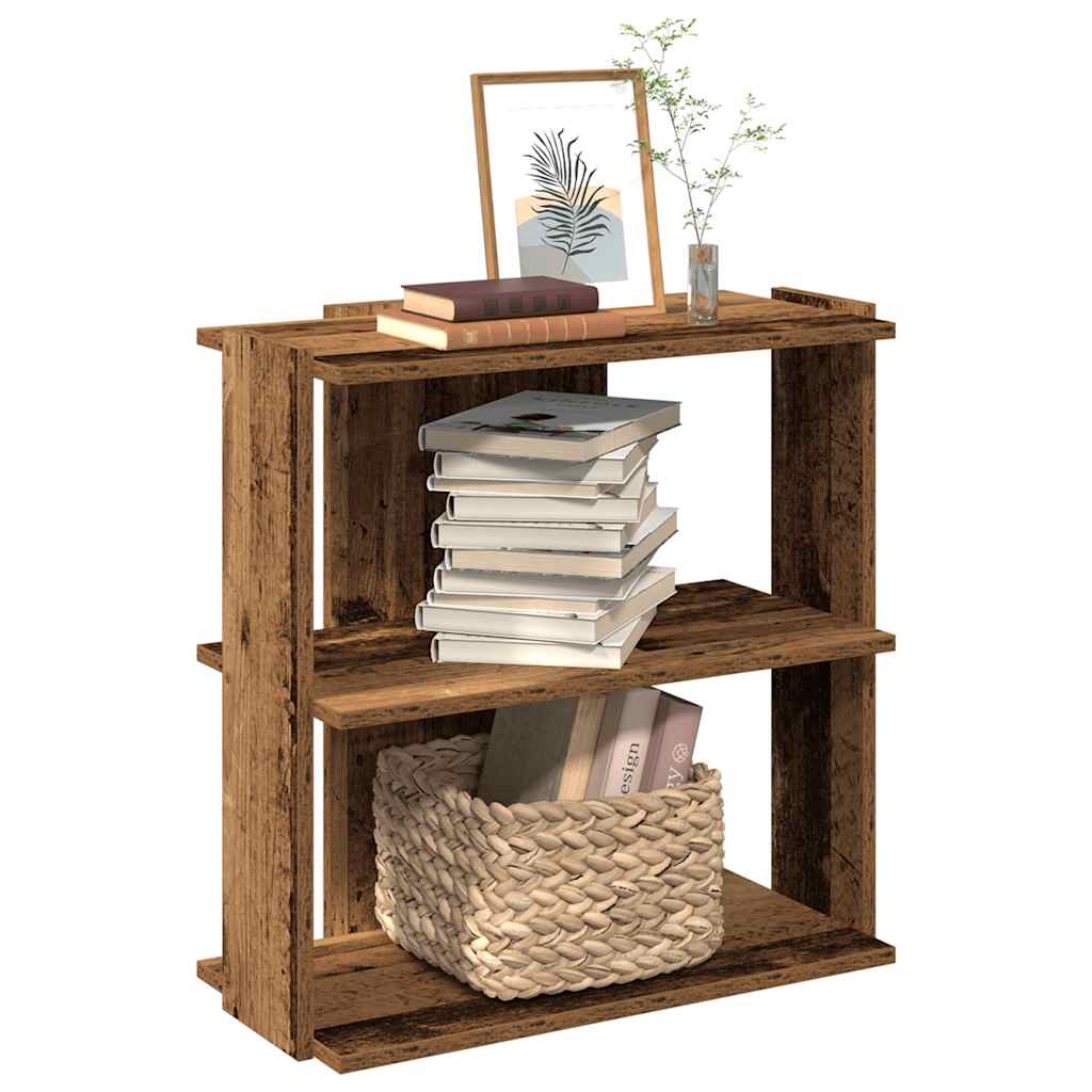 Bibliothèque à 3 niveaux vieux bois 60x30x60 cm bois ingénierie - XIOS