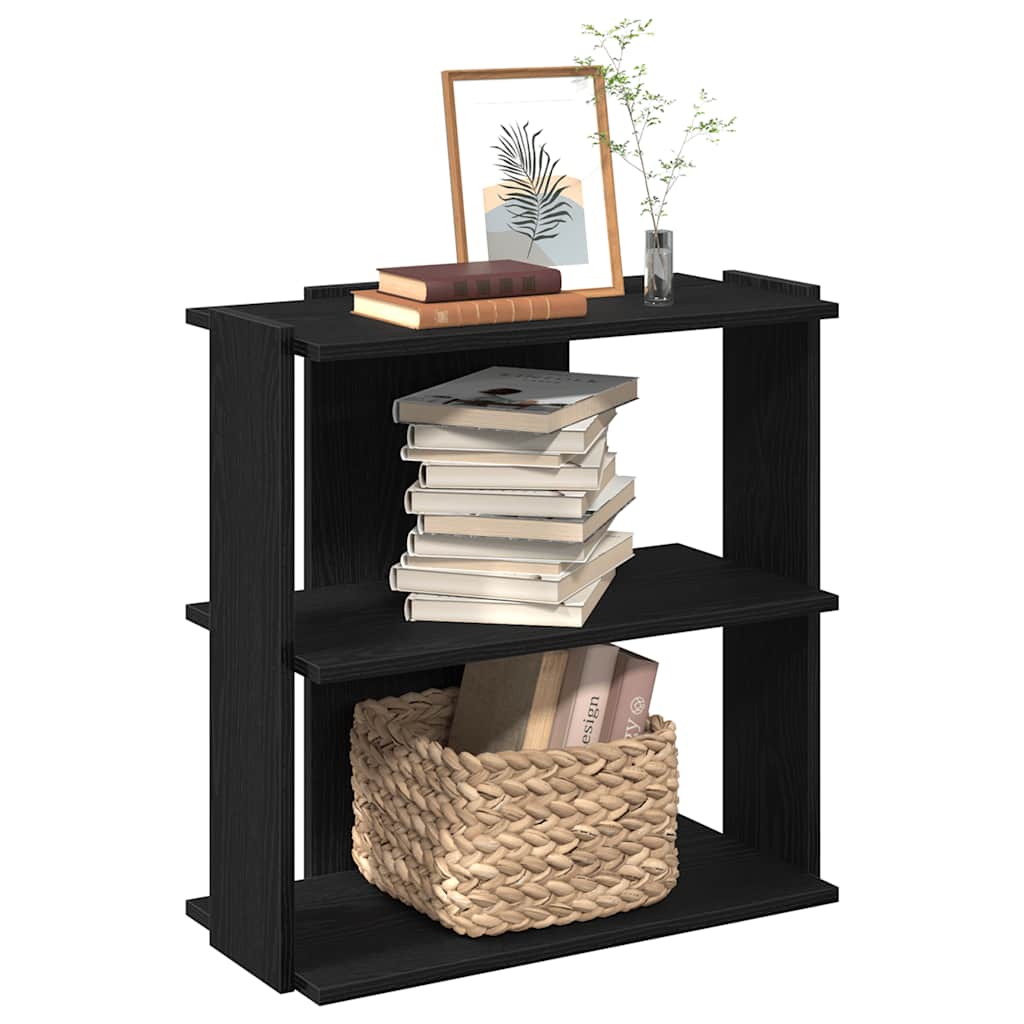 Bibliothèque à 3 niveaux noir 60x30x80 cm bois d'ingénierie - XIOS