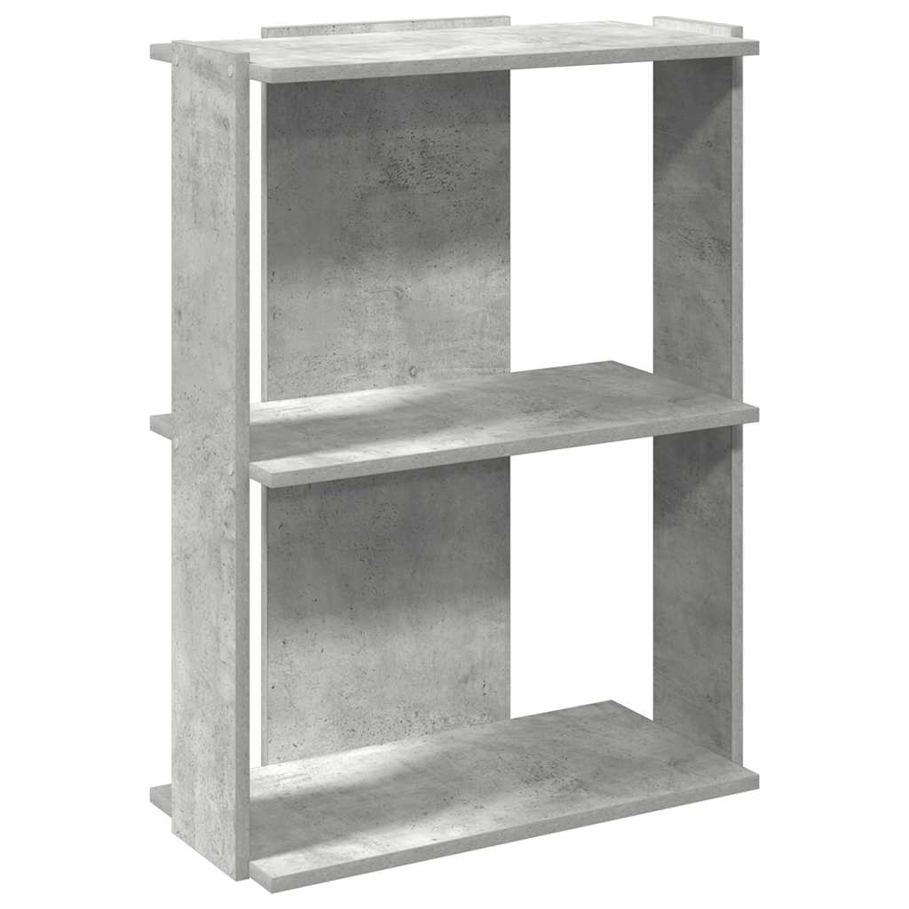 Bibliothèque à 3 niveaux gris béton 60x30x80 cm bois ingénierie - XIOS