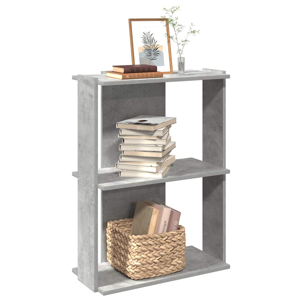 Bibliothèque à 3 niveaux gris béton 60x30x80 cm bois ingénierie - XIOS