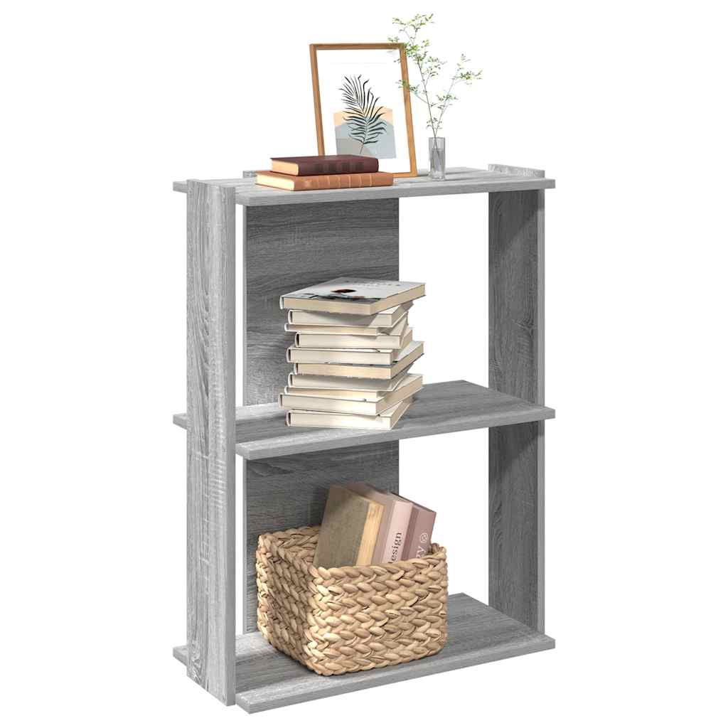 Bibliothèque 3 niveaux sonoma gris 60x30x80cm bois d'ingénierie - XIOS