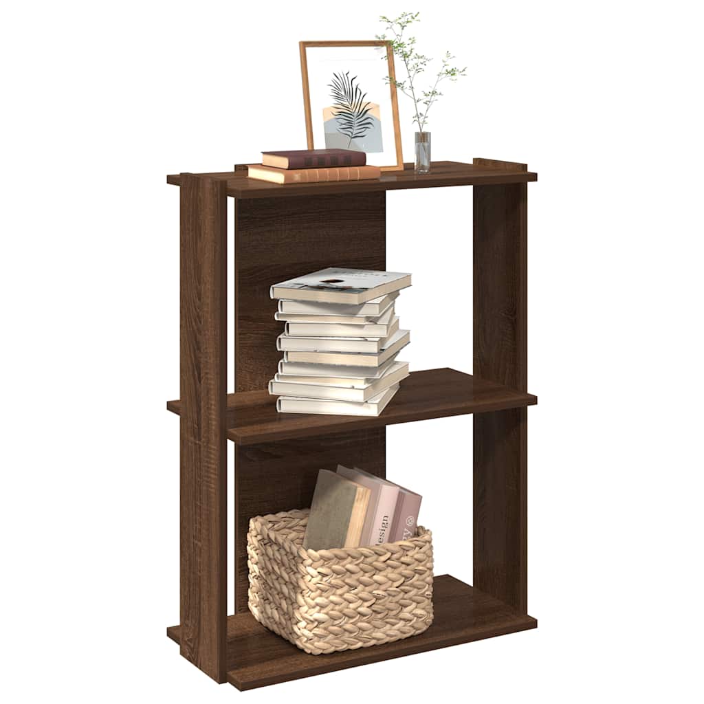 Bibliothèque 3 niveaux chêne brun 60x30x80 cm bois d'ingénierie - XIOS