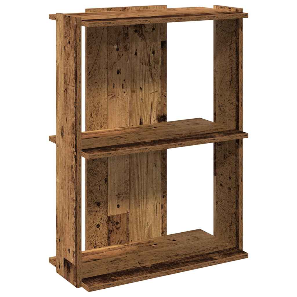 Bibliothèque à 3 niveaux vieux bois 60x30x80 cm bois ingénierie - XIOS